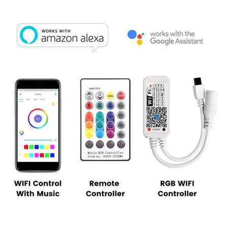 RGB LED Strip 5050 12V WiFi Control RGB LED Strip IP67 Waterproof 300LEDs 5m Full Kit Compatible with Alexa and Google Home — view 4 — House of LEDs UK