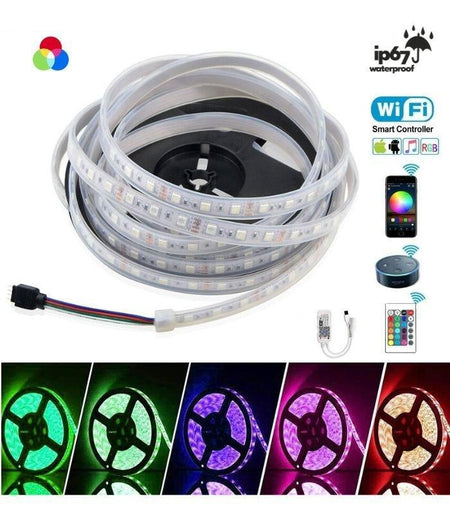 RGB LED Strip 5050 12V WiFi Control RGB LED Strip IP67 Waterproof 300LEDs 5m Full Kit Compatible with Alexa and Google Home — view 3 — House of LEDs UK