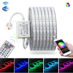 RGB LED Strip Light 220V 240V 60LEDs/m IP65 Waterproof WIFI App Control work with Google & Alexa - House of LEDS