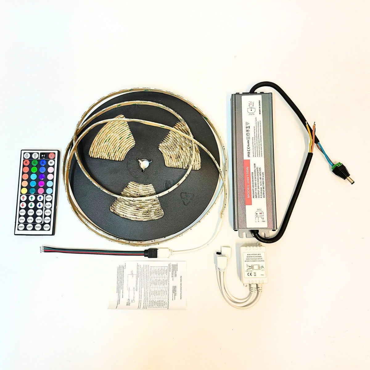 RGB LED Strip with Remote 24V 10 Metre One Length 5050 IP65 60LED/m Full Kit — view 11 — House of LEDs UK