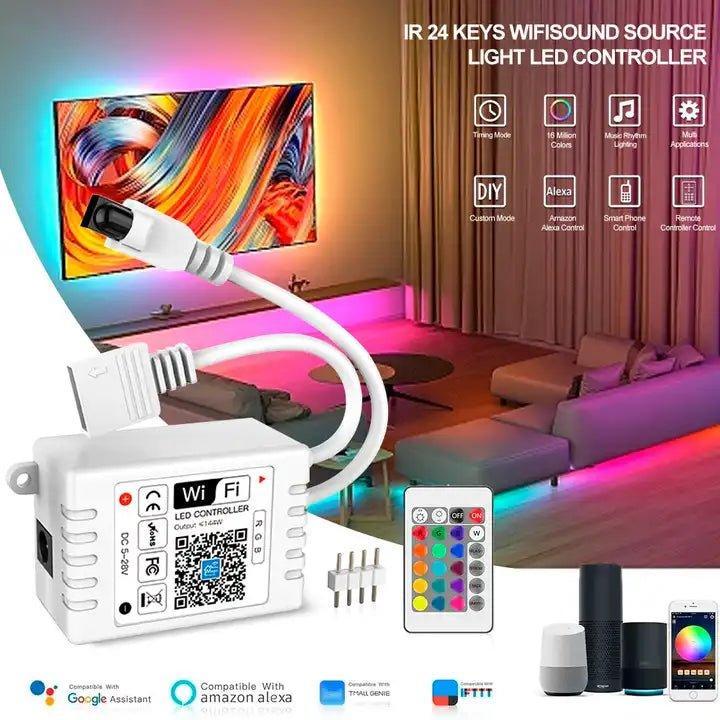 RGB LED Strip with WiFi Controller DC 24V 10m One Length 5050 IP65 Waterproof 60LED/m Full Kit — view 16 — House of LEDs UK