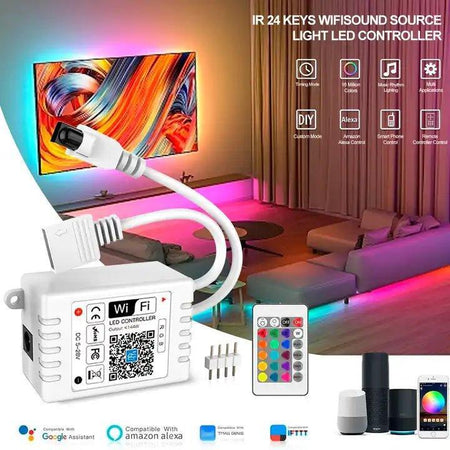 RGB LED Strip with WiFi Controller DC 24V 10m One Length 5050 IP65 Waterproof 60LED/m Full Kit — view 16 — House of LEDs UK