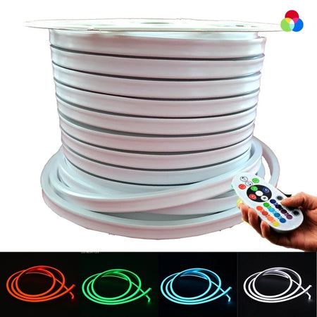 RGB Neon Flex 220V 240V 10x20mm Flat Shape IP65 Dimmable with Remote Kit — view 8 — House of LEDs UK