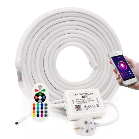RGB Neon Flex 220V 240V 10x20mm Flat Shape IP65 WIFI App Control work with Alexa and Google — view 3 — House of LEDs UK