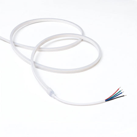 Unlit white RGB silicone neon flex coil with four-core power cable