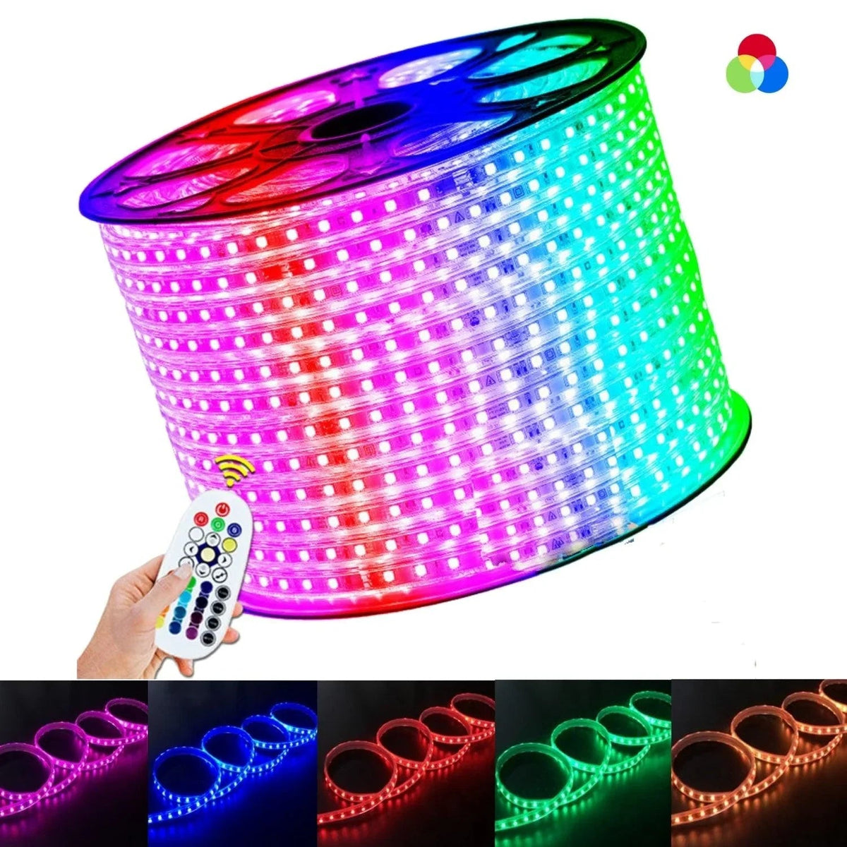 RGB LED Strip Light SMD5050 RGB 220-240V IP67 Waterproof 60LED/m Full Kit - ATOM LED