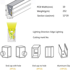 Silicone LED Neon Flex Diffuser Body for LED Strip 12x20mm - House of LEDS