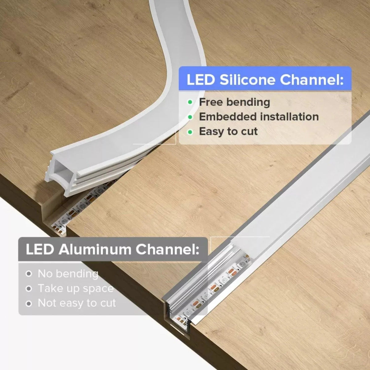 Silicone Neon Flex Cover Diffuser Flexible Bendable for LED Strip 10x10mm — view 3 — House of LEDs UK