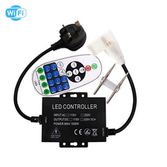 Single Colour Wireless Neon Flex AC 220 240V 8x16mm WIFI Dimmer Controller with 23-Key RF Remote Control 1500W for Brightness Adjustment - House of LEDS