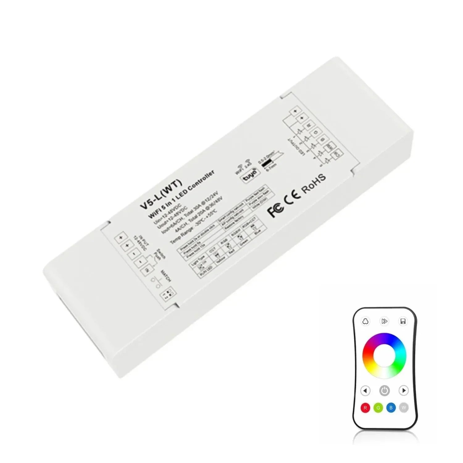 Skydance 12-48VDC 5CH*6A WiFi & RF 5 in 1 LED Controller V5-L(WT) with R8 Remote — House of LEDs UK