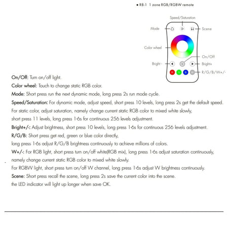 Skydance 4 Zones RGB/RGBW Remote Control R8 — view 3 — House of LEDs UK