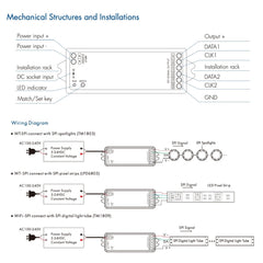 Skydance Digital Pixel RGB Controller 5-24VDC WiFi & RF RGB/RGBW SPI LED Controller WT-SPI (Tuya App) WS2811 with Remote - House of LEDS