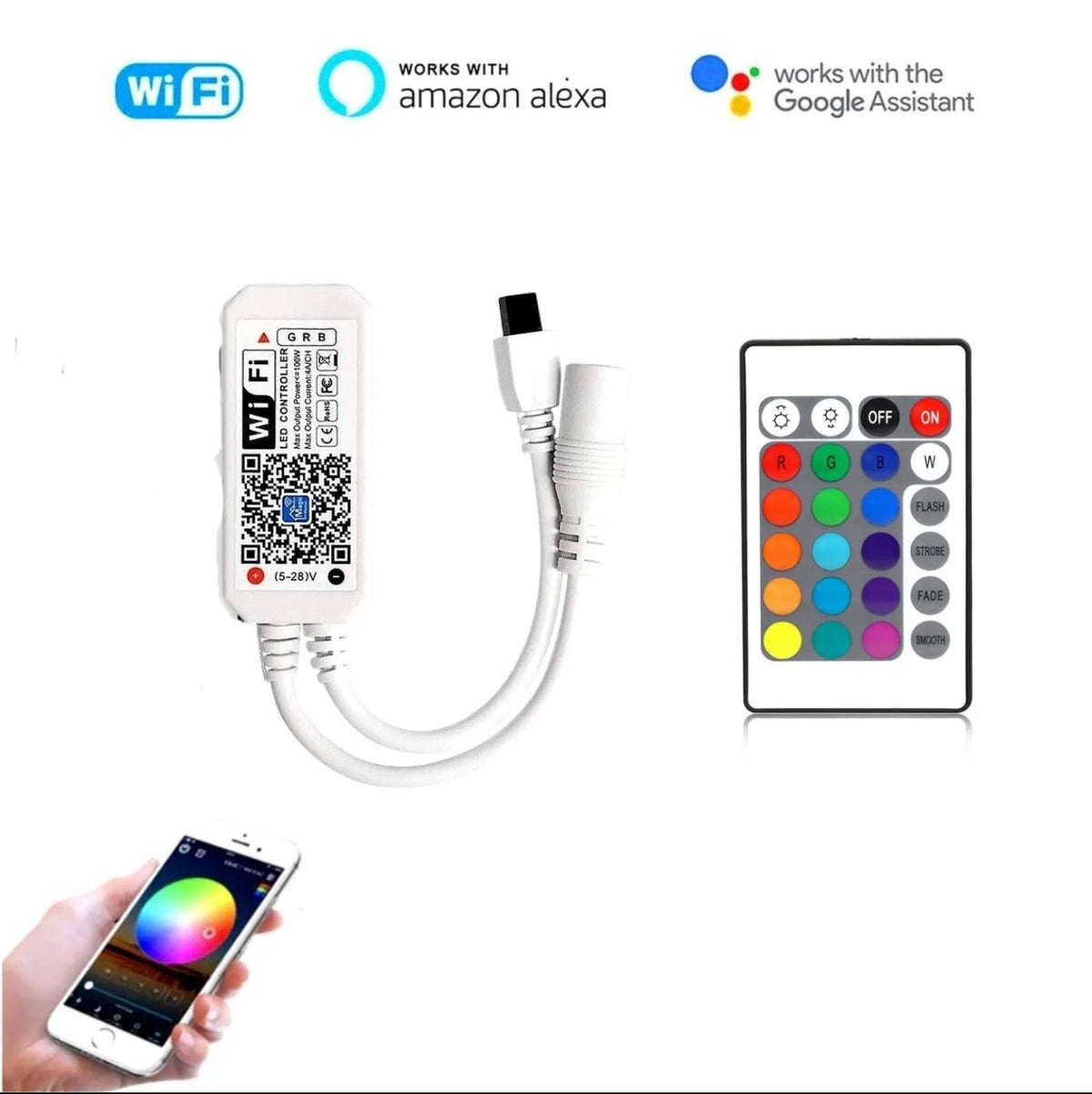 Smart WiFi IR Controller for RGB Led Strip Light with 21 Keys Remote, Compatible with Alexa & Google - House of LEDS