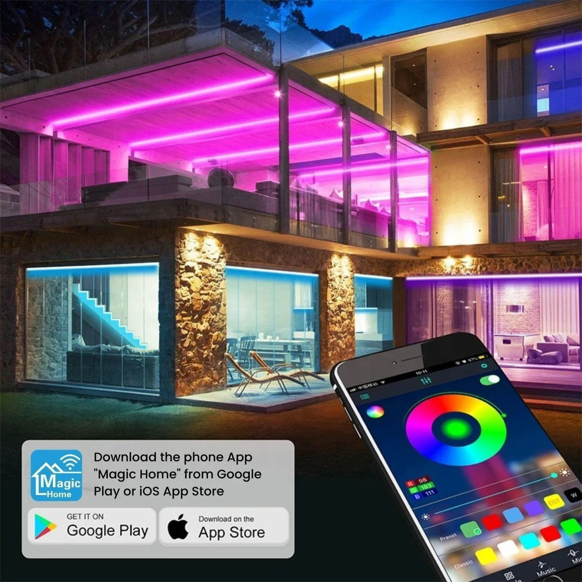 Smart WiFi IR Controller for RGB Led Strip Light with 21 Keys Remote, Compatible with Alexa & Google — view 2 — House of LEDs UK