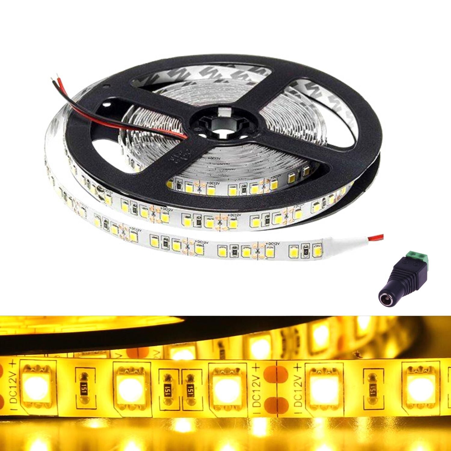 SMD5050 Yellow LED Strip 12V IP65 Waterproof 60LED/m 5 metre - House of LEDS