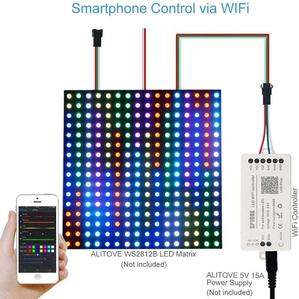 SP108E WiFi Controller DC 5V-24V for SK6812 SK6812-RGBW WS2812 WS2813 WS2811 AL2815 Digital Pixel Strip Light &  Neon Flex — view 2 — House of LEDs UK