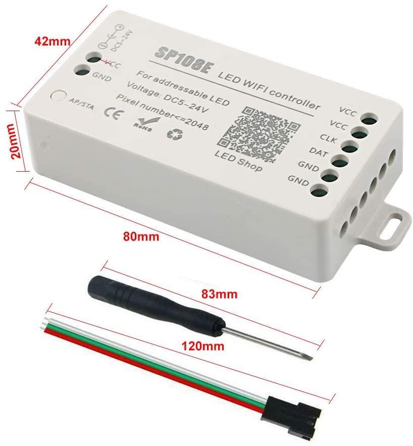 SP108E WiFi Controller DC 5V-24V for SK6812 SK6812-RGBW WS2812 WS2813 WS2811 AL2815 Digital Pixel Strip Light &  Neon Flex — view 7 — House of LEDs UK