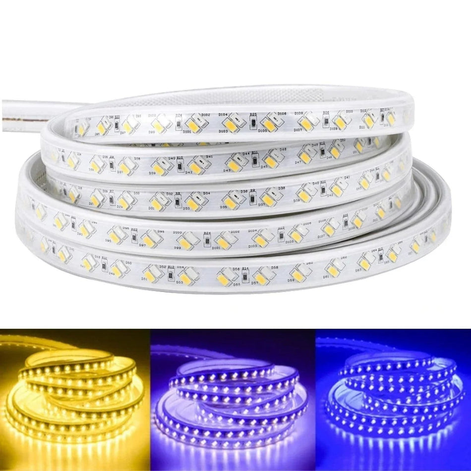 Tricolour LED Strip Light 220V 240V 5730 Warm White, Blue, Purple IP65 120LED/m Kit — House of LEDs UK