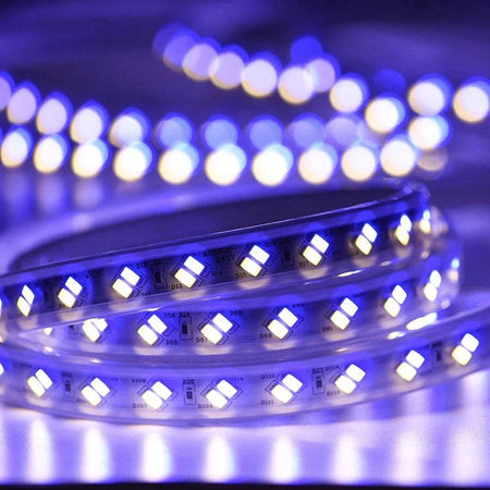 Tricolour LED Strip Light 220V 240V 5730 Warm White, Blue, Purple IP65 120LED/m Kit — view 4 — House of LEDs UK