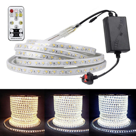 Tricolour LED Strip Light 220V 240V 5730 Warm White, Natural White, Cool White IP65 120LED/m Kit — view 2 — House of LEDs UK