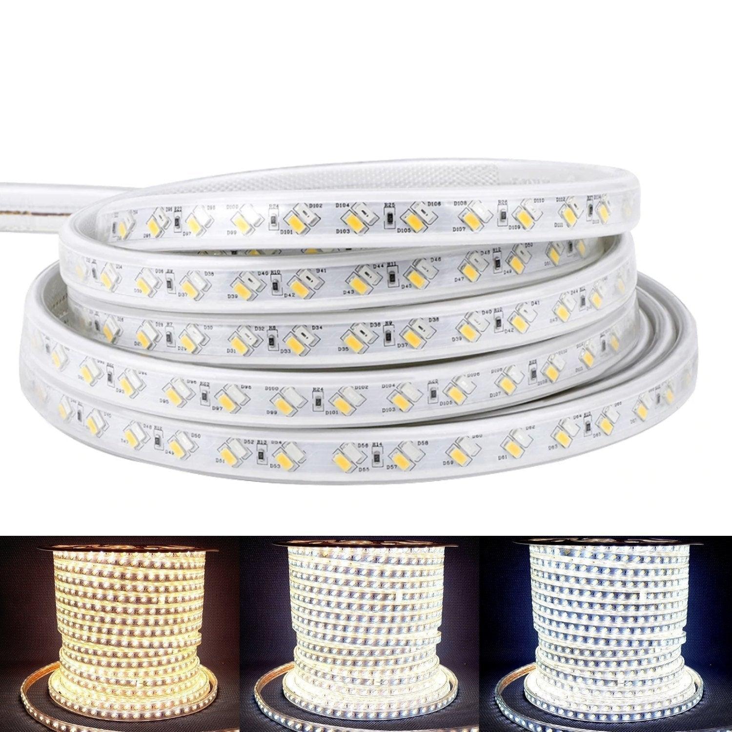 Tricolour LED Strip Light 220V 240V 5730 Warm White, Natural White, Cool White IP65 120LED/m Kit — House of LEDs UK
