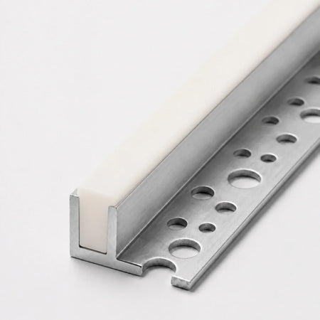 10×10mm IP67 Neon Flex seated in the tile-in aluminium channel, installation illustration