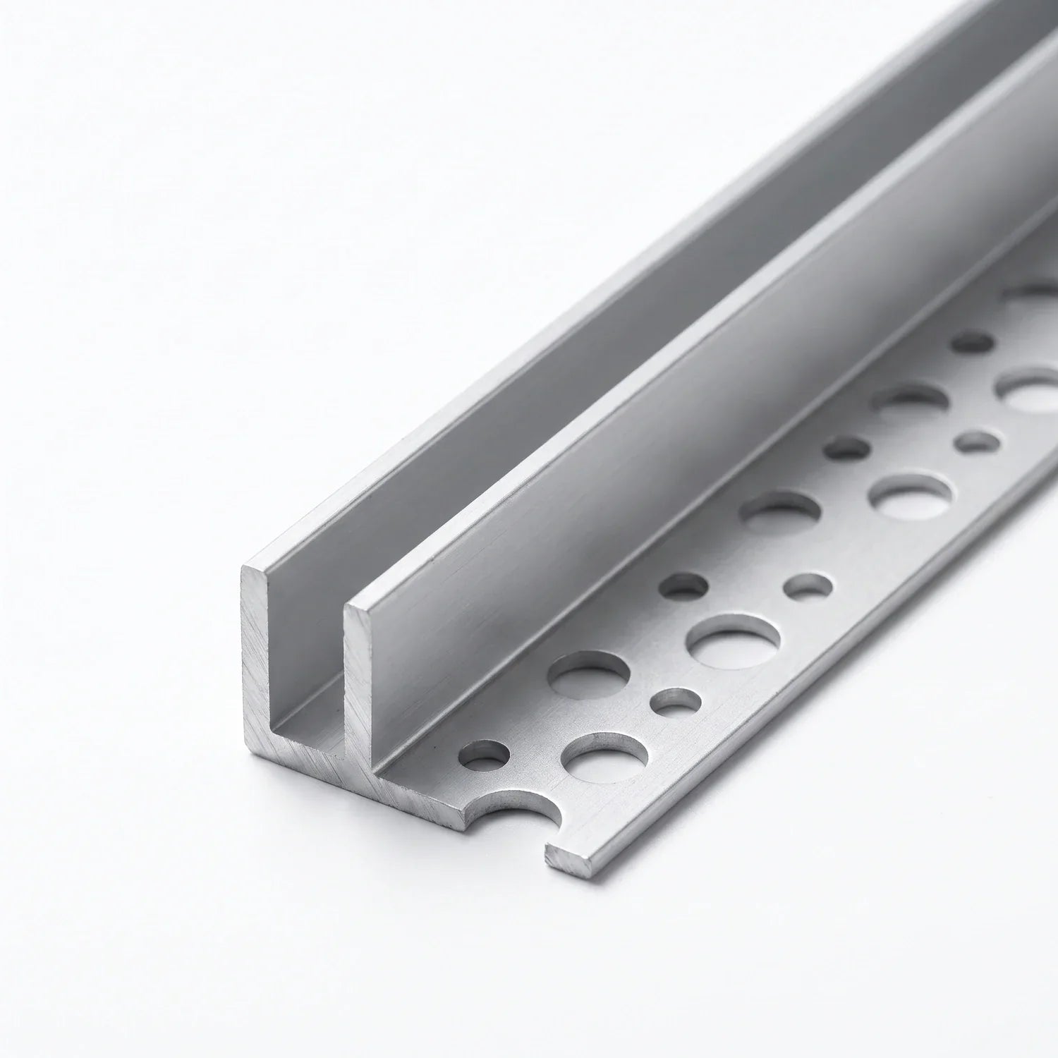 Close view of the straight tile-in aluminium profile for 8×16mm Neon Flex