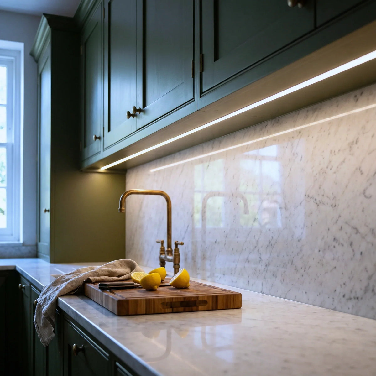 4000K 4×8mm Mini Neon Flex lighting a kitchen worktop, under-cabinet installation illustration