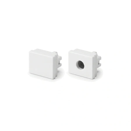 Front cap and cable entry end cap supplied with plaster-in LED profile