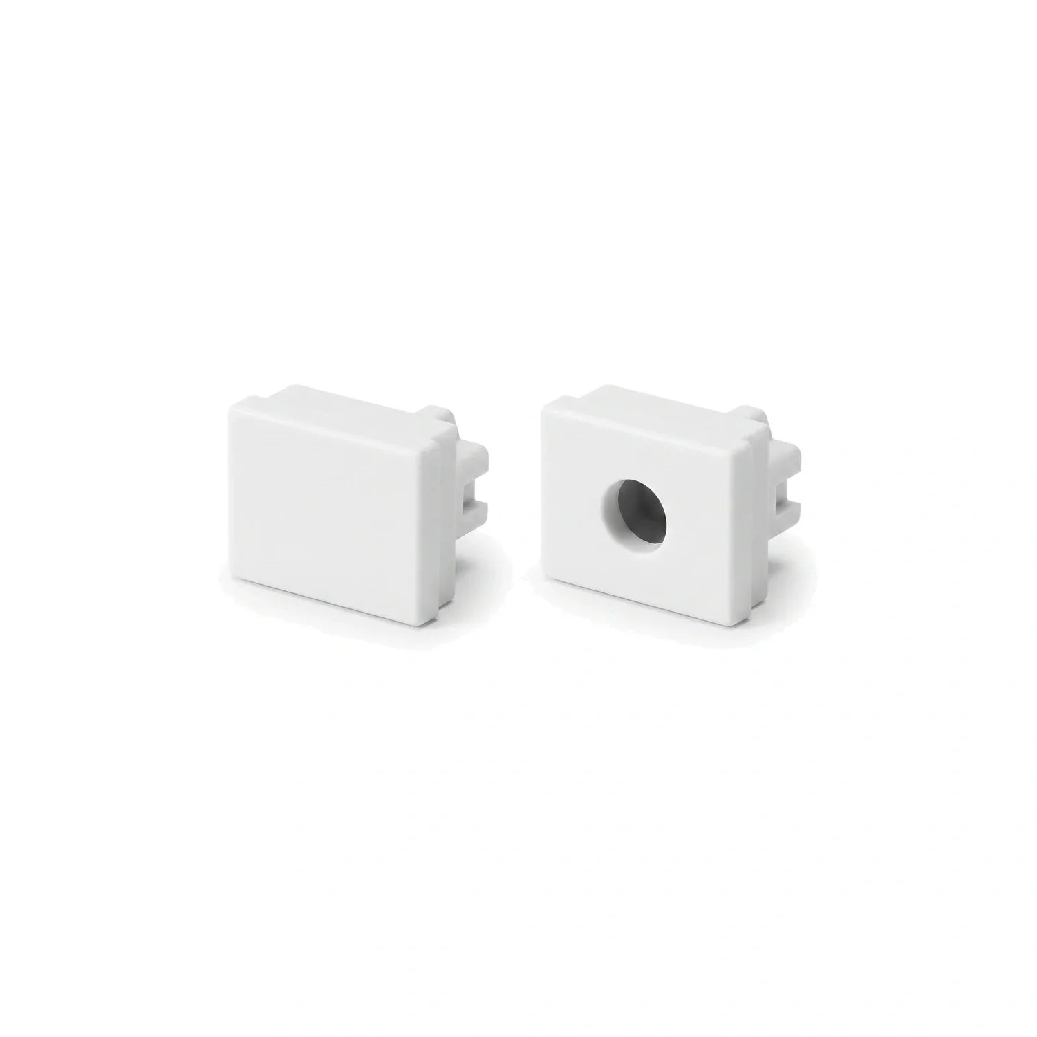 Front cap and cable entry end cap supplied with plaster-in LED profile