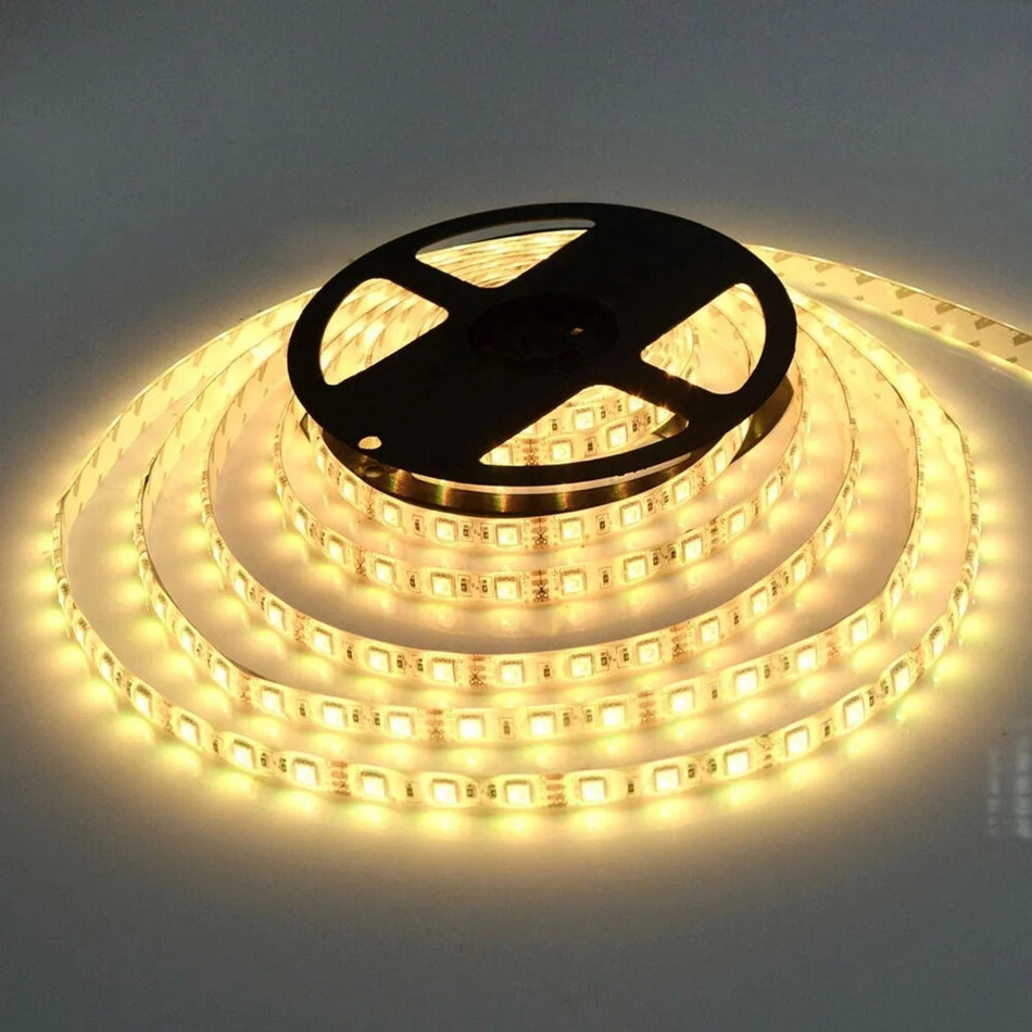 Warm White LED Strip 12V IP65 Waterproof 60LED/m 5 metre Full Kit — House of LEDs UK
