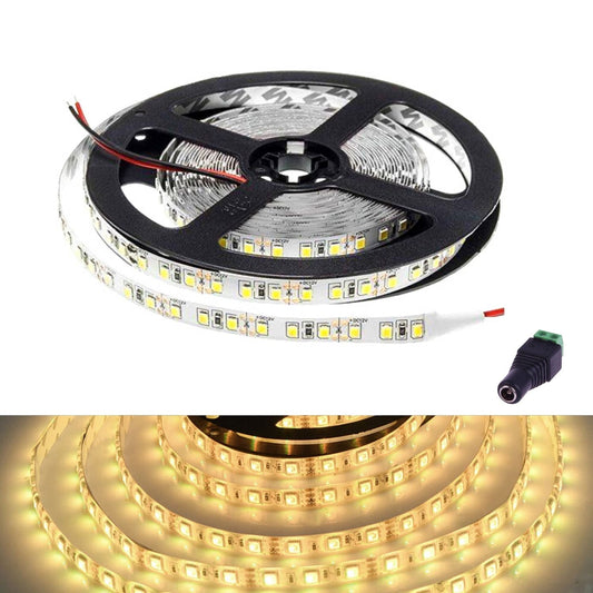 Warm White LED Strip 12V IP65 Waterproof 60LED/m 5 metre with 3M Adhesive Tape Full Kit - House of LEDS