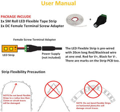 Warm White LED Strip 12V IP65 Waterproof 60LED/m 5 metre with 3M Adhesive Tape Full Kit - House of LEDS