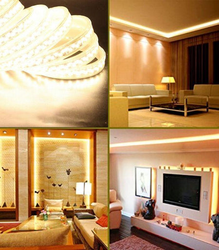 Warm White LED Strip 220V 240V 180LEDs/m SMD5730 IP65 with UK Plug — view 2 — House of LEDs UK