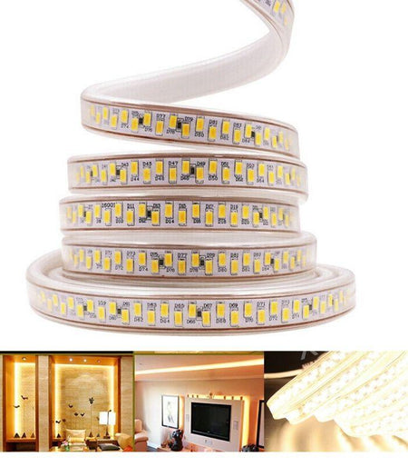 Warm White LED Strip 220V 240V 180LEDs/m SMD5730 IP65 with UK Plug — House of LEDs UK