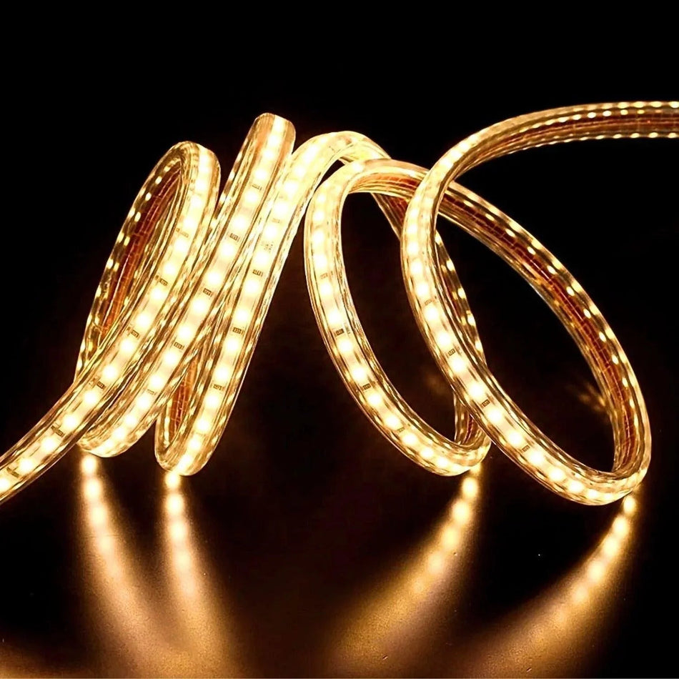 Warm White LED Strip Light 220V 240V 2835 IP65 Waterproof 120LED/m Full Kit — House of LEDs UK
