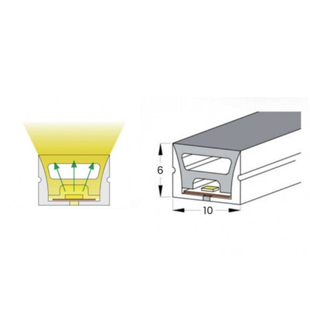 Warm White Neon Flex 3000K 24V Top Bend 10x6mm IP65 Waterproof 280LEDs/m - House of LEDS
