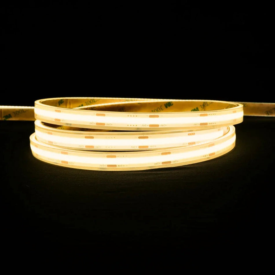 Warm White 3000K COB LED Strip 24V 384 LEDs/m IP68 Waterproof — House of LEDs UK