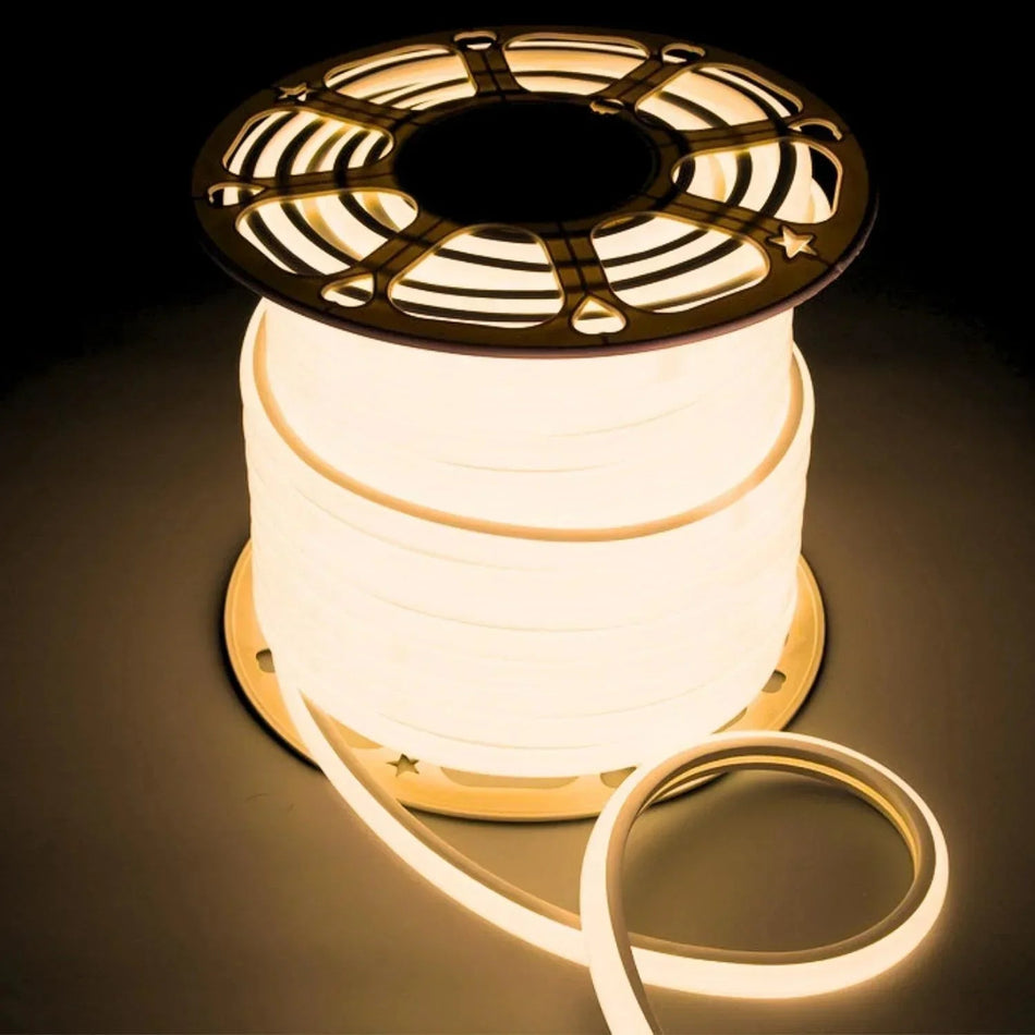 Warm White LED Neon Flex 220V 240V 16x16mm D Shape Top Bend 120LEDs/m IP65 with UK Plug — House of LEDs UK