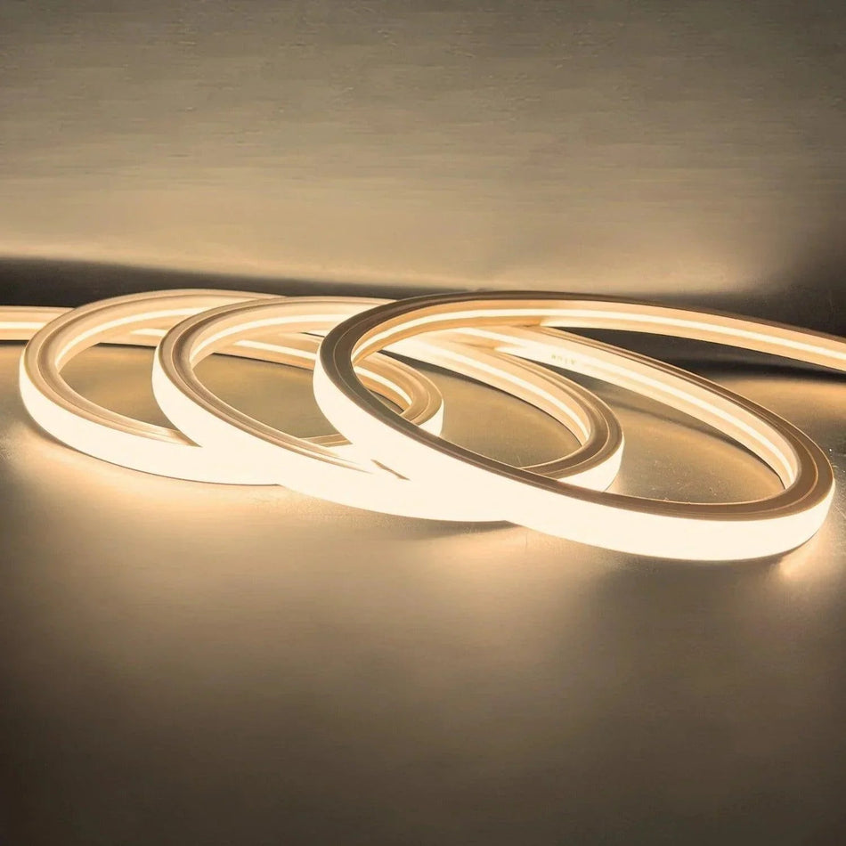 Warm White Neon Flex 3000K 16x16mm 220V 240V Top Bend IP65 10cm Cut with UK Plug — House of LEDs UK